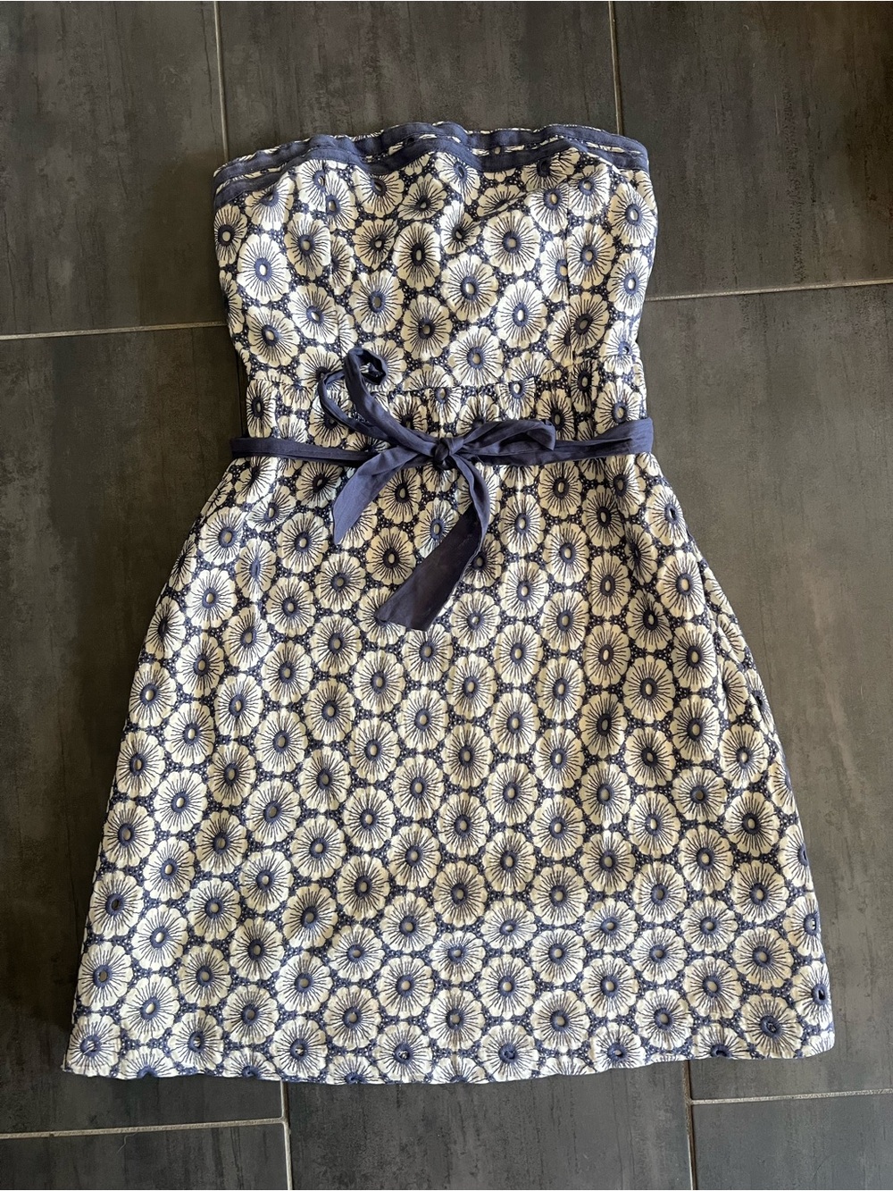 American Eagle Eyelet Strapless Dress with Waist Tie